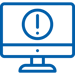 Computador com sinal de atenção